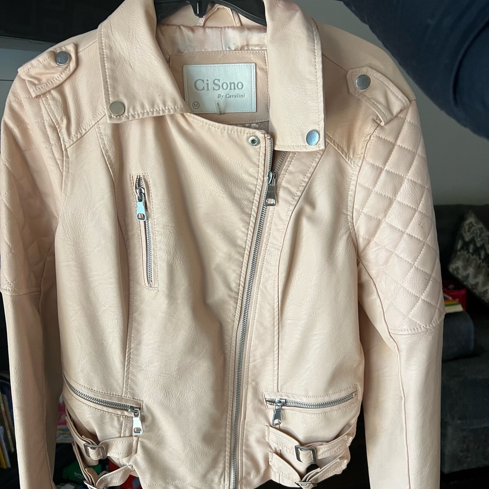 Light Pink Moto leather jacket